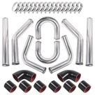 Kit de Tubulação em U para Intercooler Aumtoni 3" em Alumínio com Mangueiras de Silicone