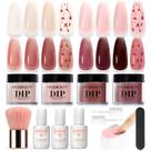 Kit de unhas Dip Powder AZUREBEAUTY Geléia de 4 cores com flores secas