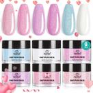 Kit de unhas Dip Powder, besouros, 6 cores, rosa, branco, roxo