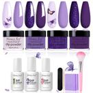 Kit de unhas Dip Powder Honey Joy Purple com 4 cores e conjunto de 7 peças