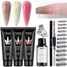 Kit de unhas Poly Gel Fcozpjk com 3 cores: vinho, vermelho, marrom