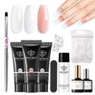 Kit de unhas Poly Gel Modelones, 3 cores, branco, damasco