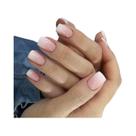 Kit De Unhas Postiças Curtas Quadradas Em Gradiente Rosa E Branco Com 24 Peças, Lixa E Adesivo De