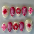 Kit de unhas postiças Press On Nails MAGLFELL feito à mão com arte em amêndoa