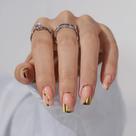 Kit de unhas Press On Nails Bartbox Short Square Gold Winter 30