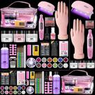 Kit de Unhas Wilfniee Pó Acrílico Broca Lâmpada UV Rosa Kit de Unhas Wilfniee Pó Acrílico Broca Lâmpada UV Rosa