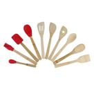 Kit de Utensílios Bambu Vermelho com 10 Peças - A/CASA