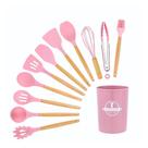 Kit de utensílios de cozinha de silicone 12 pecas ROSA