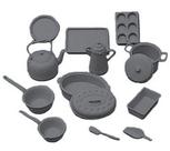 Kit de utensílios de cozinha Dollhouse Miniature Chrysnbon Black em escala 1:12 Kit de utensílios de cozinha Dollhouse Miniature Chrysnbon Black em escala 1:12