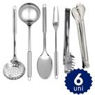 Kit de Utensilios de Cozinha em Inox Concha Colher Escumadeira Pegador Servir Buffet Restaurante