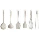 Kit De Utensílios De Cozinha Em Silicone 6 Peças - Cor Pérola Branco