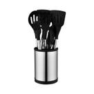 Kit De Utensílios De Cozinha Em Silicone Com 12 Peças, Espátula E Colher De Aço Inoxidável