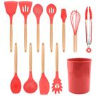 Kit de Utensílios de Cozinha em Silicone Madeira 12 Peças Sortido Y 888