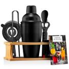 Kit de Utensílios para Bar e Coqueteleira Preto Fosco com Suporte Vitino Obsidian