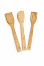 Kit de Utensílios para Cozinha em Bambu 3 Peças Ecológica Durável