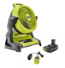 Kit de Ventilador Nebulizador Sem Fio RYOBI ONE+ 18V de 19 cm para Balde com Bateria 1,5 Ah e Carregador Amarelo/Preto Médio PCL851K