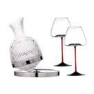 Kit Decanter com Base Inox 1500ml c/2 Taças Vidro 500ml