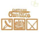 Kit Decor Cantinho do Churrasco Quadrinhos e Placa Decorativa Vazado em MDF 4 Peças