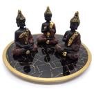 Kit Decor Trio Buda da Sabedoria Tailandês Bandeja em Vidro