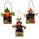 Kit decoração bruxinha abóbora espantalho halloween assustador juta - 3 unidades