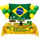 Kit Decoração Copa Brasil Completo 25 Itens Bandeira Balões Toalha e Acessórios Festa