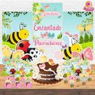 Kit Decoração de Festa Aniversário Bolo Topper Jardim Encantado Qfestança -78 Itens