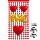 Kit Decoração Dia das Mães, c/ cortinas coração, palavras mãe,Te amo, balões coração, comemorações, festas, vitrines