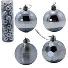 Kit Decoração Enfeite Bola de Natal 6cm 36 Unidade Cor:Prata