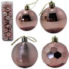 Kit Decoração Enfeite Bola de Natal 6cm 36 Unidade Cor:Rose