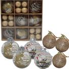 Kit Decoração Enfeite de Natal 8cm e 4cm 30 Unidade Dourado