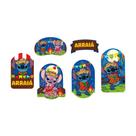 Kit Decoração Painel Festa Junina Stitch Disney C/ 6 Itens