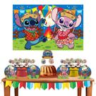 Kit Decoração Pronta Stitch Festa Junina Disney C/ 33 Itens