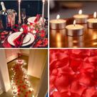 Kit Decoração Romântica 300 Petalas de Rosas Artificiais + 06 Velas Rechaud + 04 Balões de Coração.
