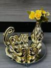 Kit Decoração Sala Dourado Vaso Flores Bandeja Vidro Passarinho Mesa Kit Decoração Sala Dourado Vaso Flores Bandeja Vidro Passarinho Mesa
