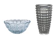 Kit decoração vaso e centro de mesa vidro cristal