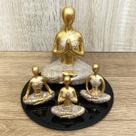 Kit Decorativo Estátua Yoga Posição Meditação + Bandeja Luxo