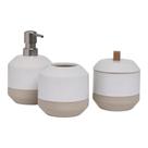 Kit Decorativo Para Banheiro Em Cerâmica Design Geométrico Boho Chic