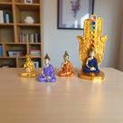 kIT Decorativo Porta Incenso Incensário Buda 7 Chakras Mão De Fátima + Trio de mini Budas ColoridosM