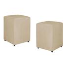 Kit Decorativo Puff Quadrado Para Sala Veludo Bege - Belliv Decor