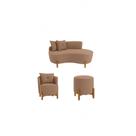 Kit Decorativo Sofá Curvo Orgânico + 01 Puff e Poltrona Luna Boucle Cappuccino - Montanaris Decor