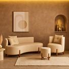 Kit Decorativo Sofá Curvo Orgânico + 01 Puff e Poltrona Luna Boucle Off White - Montanaris Decor