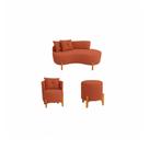 Kit Decorativo Sofá Curvo Orgânico + 01 Puff e Poltrona Luna Boucle Terracota - Montanaris Decor