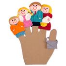 Kit Dedoches Família Branca 5 Peças em Feltro Brinquedo Educativo 2+ Anos
