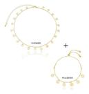 Kit Denise - Choker Fio Palito + Pulseira com Chapinhas Banhado em Ouro 18k