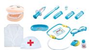 Kit Dentista Infantil Avental e Acessórios Azul Menino Fenix