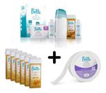 Kit Depilação + 6 Ceras Refil Lenço Falso Tecido Depil Bella