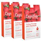 Kit Depilflax Pack 3 Caixas Folhas Morango Depilação 20 Un