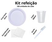 Kit Descartáveis Churrasco Prato / Garfo/ Copo/ Guardanapo p/ 100 Pessoas - DF
