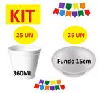 Kit Descartáveis Isopor c/ 25 Potes+25 Cumbucas Festa Junina