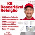 Kit Descartáveis Refeição 401 Peças Copos Pratos Garfos Guardanapos Saco de Lixo Para 100 Pessoas
